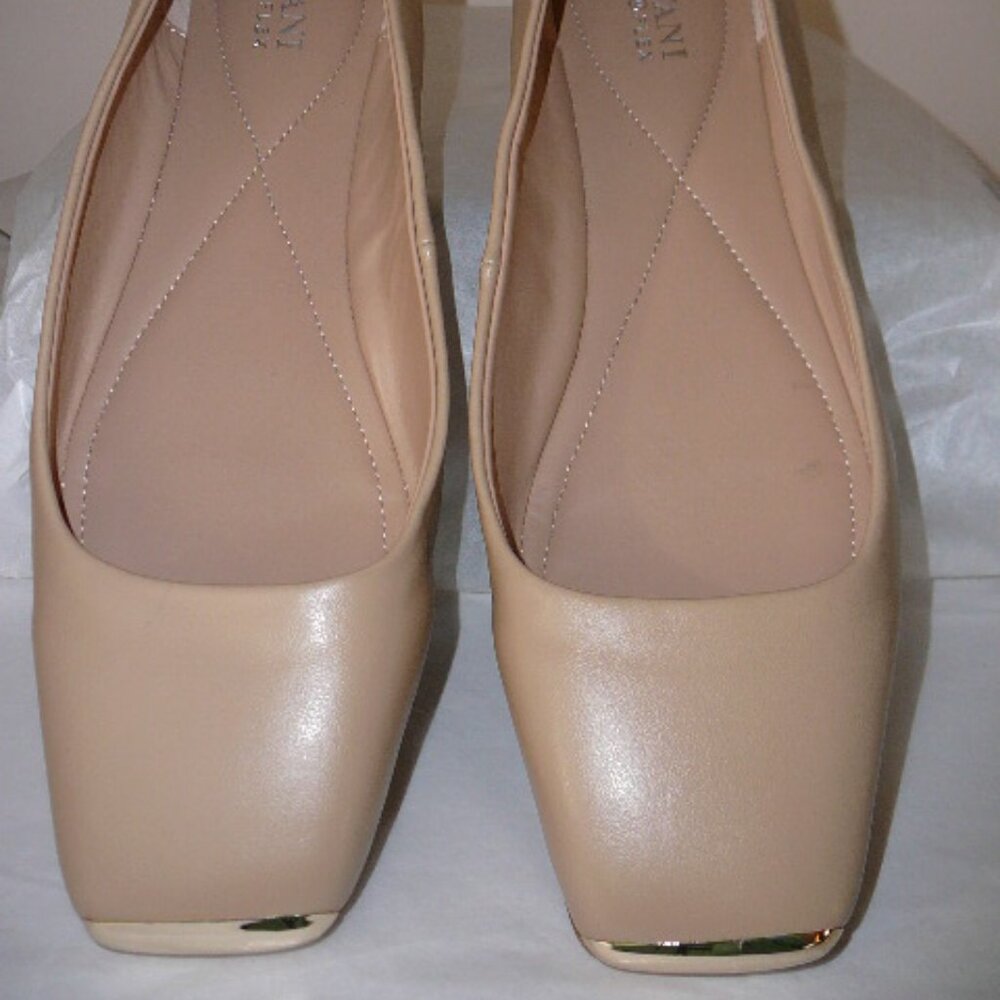 Alfani Step Flex Tan Beige Womens Flats Square Gold Embellished Toe-Size 10M-NEW